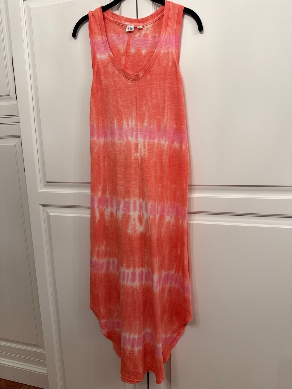 Gap Tie-Dye Tank Sleeveless Maxi Dress Orange, pink white XS
